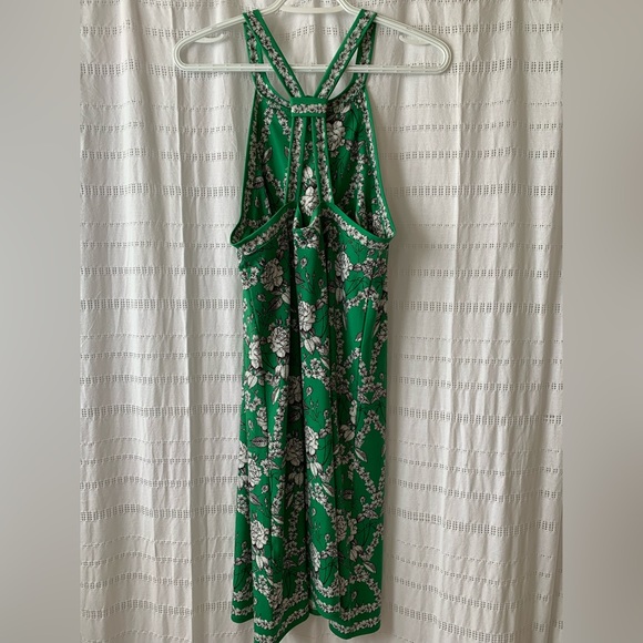 Max Studio Green Floral Halter Flowy Silky Slip Dress Dainty Feminine Shift - Picture 9 of 13